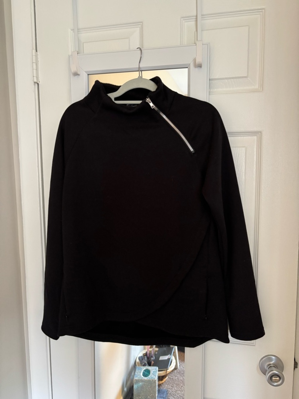 Black Asymmetrical Zip Pullover-size L